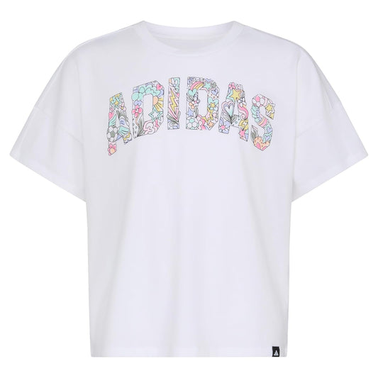 adidas Playera de Manga Corta con Hombros caídos para niña