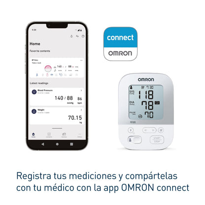 OMRON Baumanómetro automático de brazo X4 Smart con Bluetooth y 60 memorias para 2 usuarios