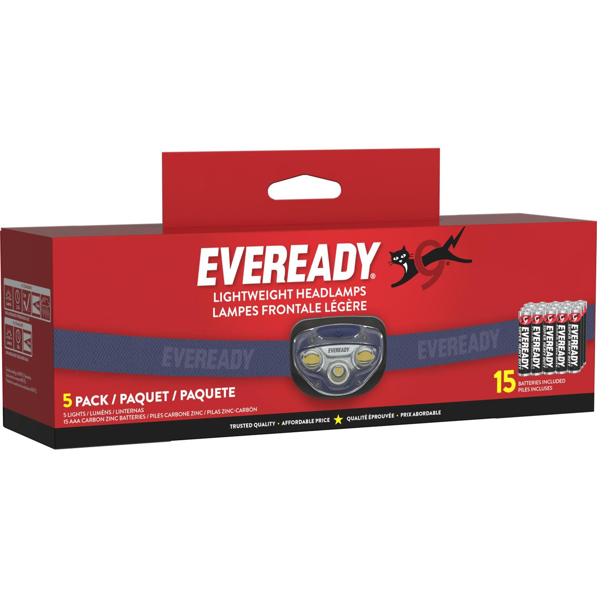EVEREADY - Faros LED Pro200 [Paquete de 5], IPX4, resistentes al agua, y duraderas para camping, senderismo, corte de energía de emergencia (baterías incluidas)