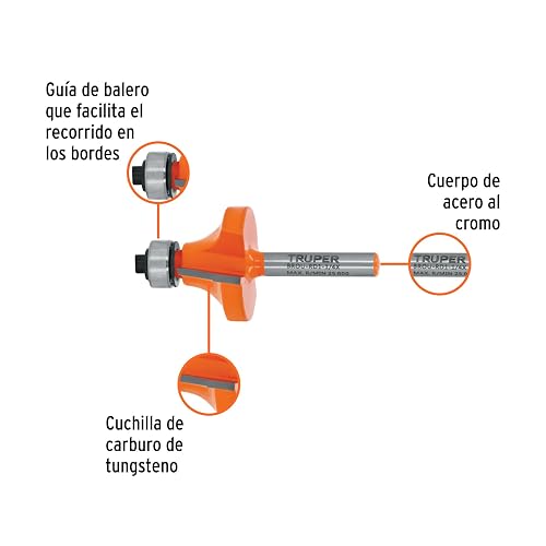Truper BROU-RD1-1/4X, Broca para router, redondeadora con balero, 1 1/4"