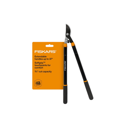 Fiskars - Loppers para Recortar árboles, Resistente, con Mango Extensible (Rango de 24.5 a 37 Pulgadas), Cortador de Ramas de árbol de Hoja de Acero de derivación Afilada de hasta 1.5 Pulgadas de