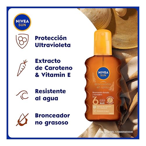 Protector Solar NIVEA SUN Protect & Bronze FPS 50 200Ml, Bronceado Natural Spray