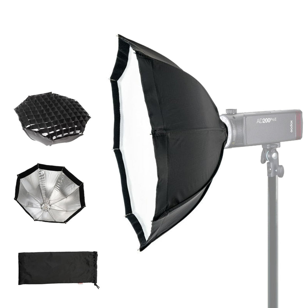 GODOX AD-S7 Softbox Octagonal 48cm Tipo Paraguas para Flash, Difusor de Luz con Grid Panal, Deflector Aluminio, Caja de Luz para Fotografia, Beauty Dish Plegable con Bolsa