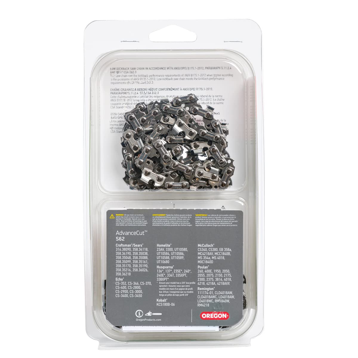 Oregon S62T AdvanceCut Cadena de Motosierra de 18 Pulgadas, Compatible con Echo, Craftsman, Poulan (Paquete de 2)