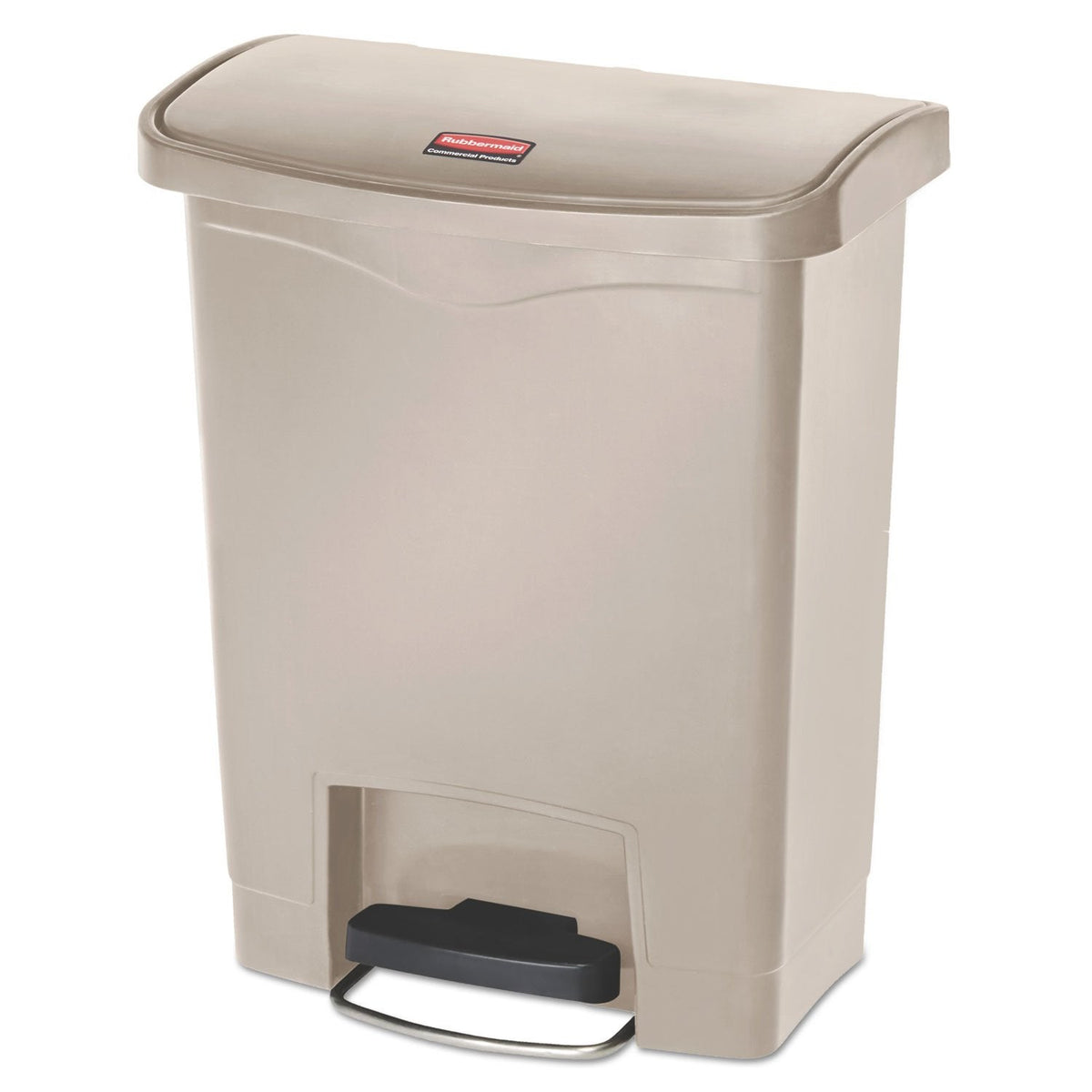 Rubbermaid Commercial Products Streamline® – Contenedor Delgado para Espacios Reducidos, Bote con Pedal Frontal, Cierre Silencioso y Bisagra que No Daña la Pared, Capacidad de 30 L, Beige 1883456 - 8 Gallon - Plastic Front Step Step-On - Beige