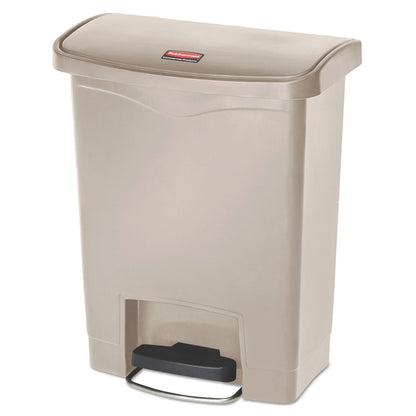 Rubbermaid Commercial Products Streamline® – Contenedor Delgado para Espacios Reducidos, Bote con Pedal Frontal, Cierre Silencioso y Bisagra que No Daña la Pared, Capacidad de 30 L, Beige 1883456 - 8 Gallon - Plastic Front Step Step-On - Beige