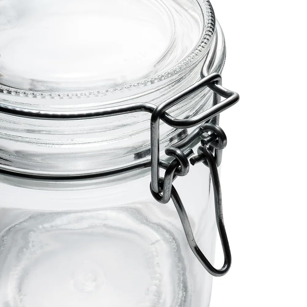 Borgonovo Primizie - Contenedor De Vidrio De 4250 Ml. Cristalería Italiana con Tapa Hermética Recipiente de Almacenamiento Alimentos Para Especias