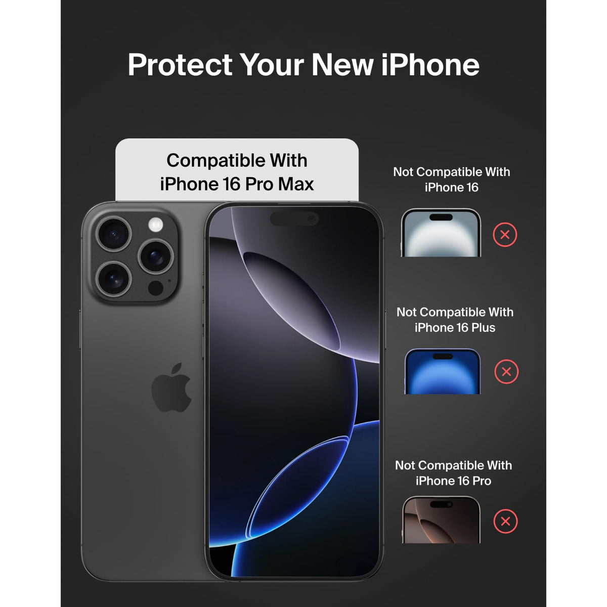 Belkin ScreenForce Protector de visualización tratado de vidrio templado para iPhone 16 Pro Max, delgado y resistente a los arañazos, incluye marco de alineación fácil para aplicación sin burbujas