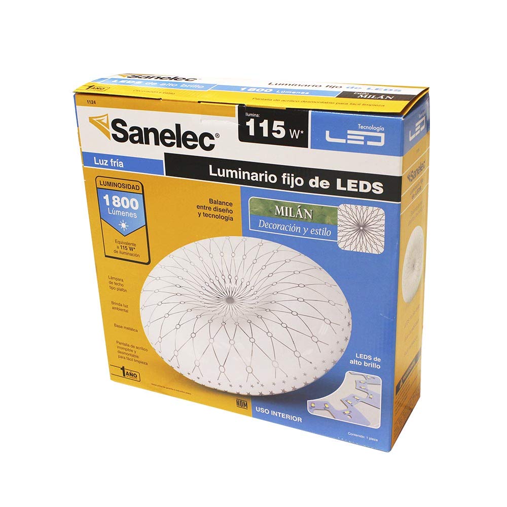 SANELEC, Plafón Redondo, Milán, 18 W, Luz Fría, Modelo 1124