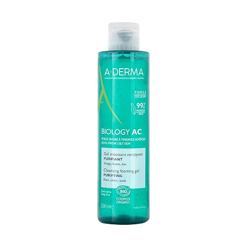 ADERMA, Biology AC Gel Limpiador Purificante con Ingredientes Naturales, Para Piel con Tendencia Acnéica, 200ml