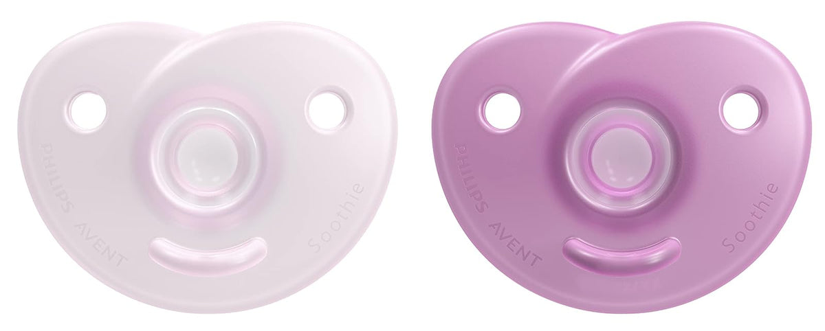 Philips Avent Chupón Soothie Corazón 3-18 Meses, Paquete de 2 - Rosa - Púrpura
