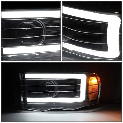 DNA MOTORING HL-LB-DR02-BK-CL1 Par de faros LED DRL compatible con 02-05 Ram 1500 2500 3500