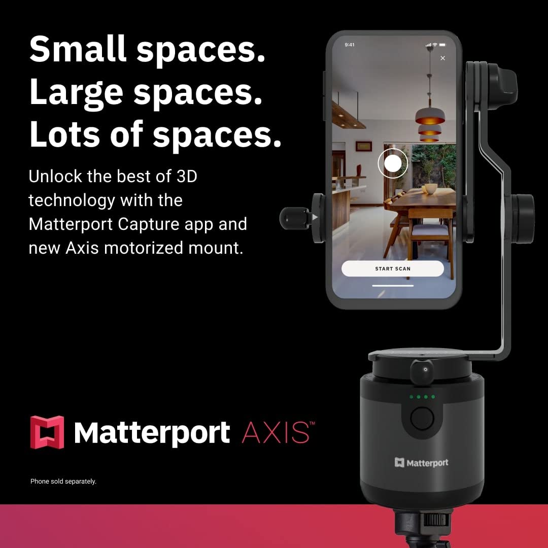 Matterport Axis - Estabilizador de cardán para cámara de Smartphone - Soporte Giratorio motorizado para escaneos de Fotos Profesionales 3D 360 para teléfonos iPhone y Android