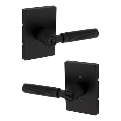 Kwikset Prava Manija para Puerta, Moleteada, Varios Acabados - Mate negro - Entrada