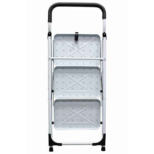 Surtek ETT3 Escalera Tubular Plegable Tipo Taburete de Acero de 3 escalones