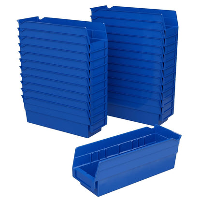 Akro-Mils 30120 12-Inch by 4-Inch by 4-Inch Plastic Nesting Shelf Bin Box, Blue, Case of 24 - Azul