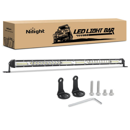 Nilight - Barra LED Delgada de 21 Pulgadas, 52 LEDs de Una Sola Fila, Combo de Inundación, Luz de Conducción y Trabajo, Lámpara de Parachoques de Techo, Todoterreno para Camiones