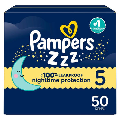 Pampers ZZZ Pañal Desechable Nocturno Etapa 6, Bebés +16 kg - Talla 5 (50 Unidad)
