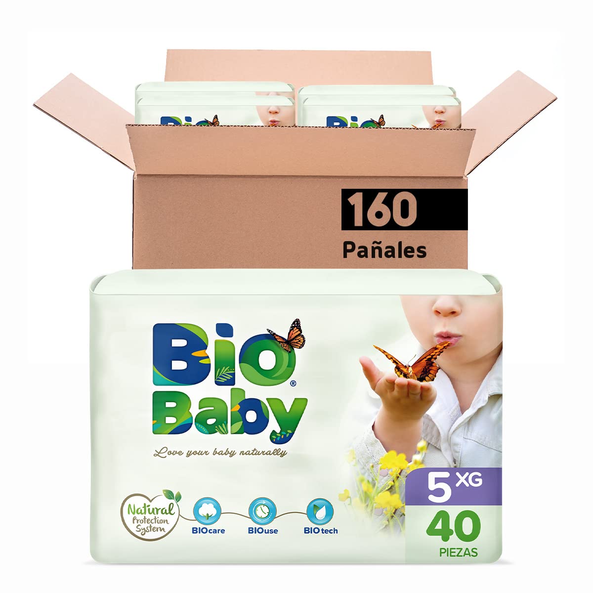 Pañal Bio Baby Talla 6 XXG, 160 Piezas, Extractos Naturales - Talla 5 (160 Unidad) - Pañal