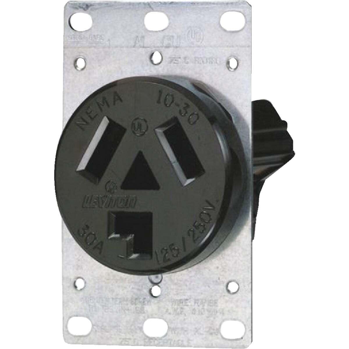 Leviton 020-05207-S10 Receptáculo Entrada Recta Industrial 30A 125/250V 3P3H Nema 10-30R,,, pack of/paquete de 1