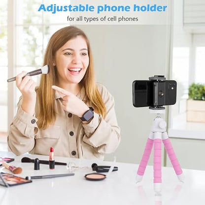 UBeesize Trípode teléfono móvil, trípode portátil y Flexible con Control Remoto inalámbrico y Clip, Soporte para teléfono móvil para grabación de Video (Rosa)