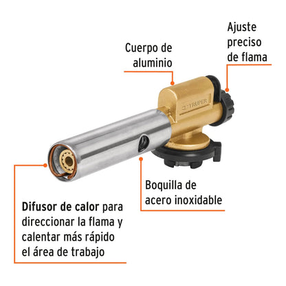Truper BOQ-90, Boquilla con encendido electrónico, para lata 1/4 de vuelta