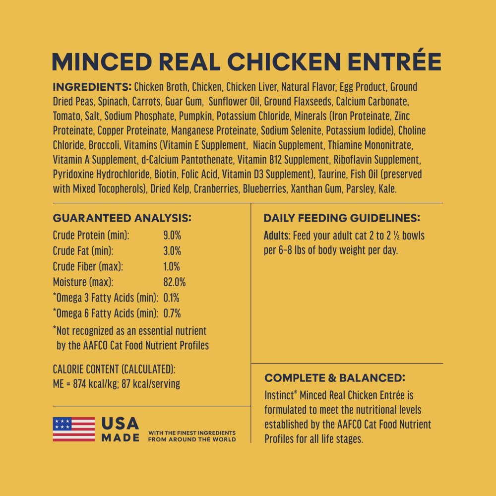 Instinct Original Minced Cups para Gato | Pollo Picado | Comida Húmeda Premium 12 Piezas