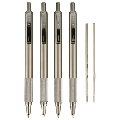 Zebra Pen F-701 Bolígrafo retráctil, punta fina de 0,8 mm, barril de acero inoxidable, ideal para suministros de oficina, suministros escolares y suministros para profesores, tinta negra, paquete de 4