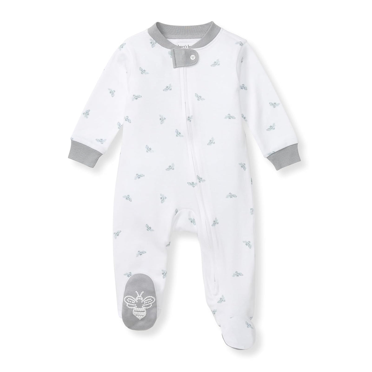 Burt's Bees Baby Pijama Enteriza con Cierre Frontal, 100% Algodón Orgánico - 0-3 Meses - Blue dorado Bee