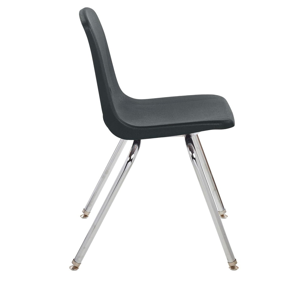 FDP 10384-BK - Silla escolar de 18 pulgadas, asiento apilable para estudiantes con patas de acero chapado en cromo y deslizadores giratorios de nylon; para aprendizaje en casa, aula u oficina, color
