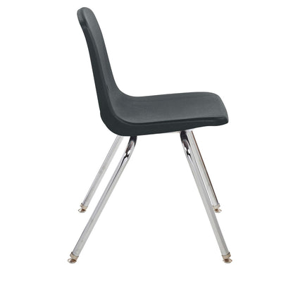 FDP 10384-BK - Silla escolar de 18 pulgadas, asiento apilable para estudiantes con patas de acero chapado en cromo y deslizadores giratorios de nylon; para aprendizaje en casa, aula u oficina, color