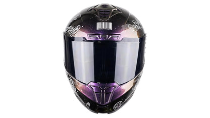KOV Casco Snow Galactic Rick Y Morty TORNASOL Morado ABATIBLE para Moto Certificado Dot