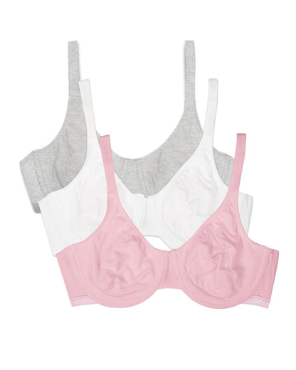 Fruit of the Loom Brasier de Algodón para Mujer Paquete de 2 - ['Pink','white','grey Heather'] - 38DD