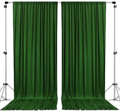 AK Trading CO. Cortinas de telón de Fondo de poliéster Verde Valle de 10 x 10 pies, Paneles con Bolsillos para Barra, decoración de Ventana de Boda, Ceremonia de Fiesta, hogar