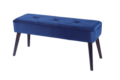 Sochic Taburete Tapizado en Terciopelo Azul con Patas de Madera de Caucho de Nogal y Marco de Madera