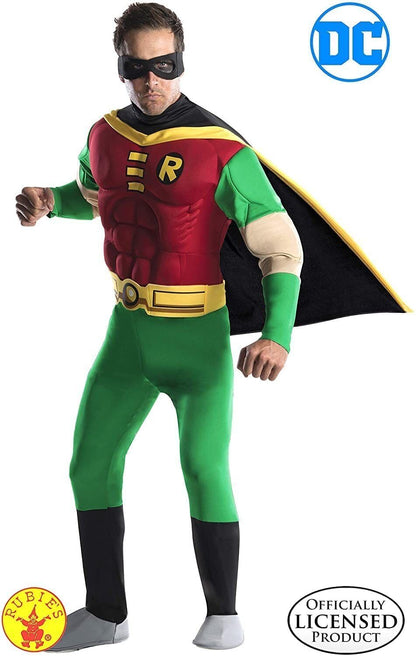 DC Comics Deluxe Muscle Chest Robin Adult Costume, Medium