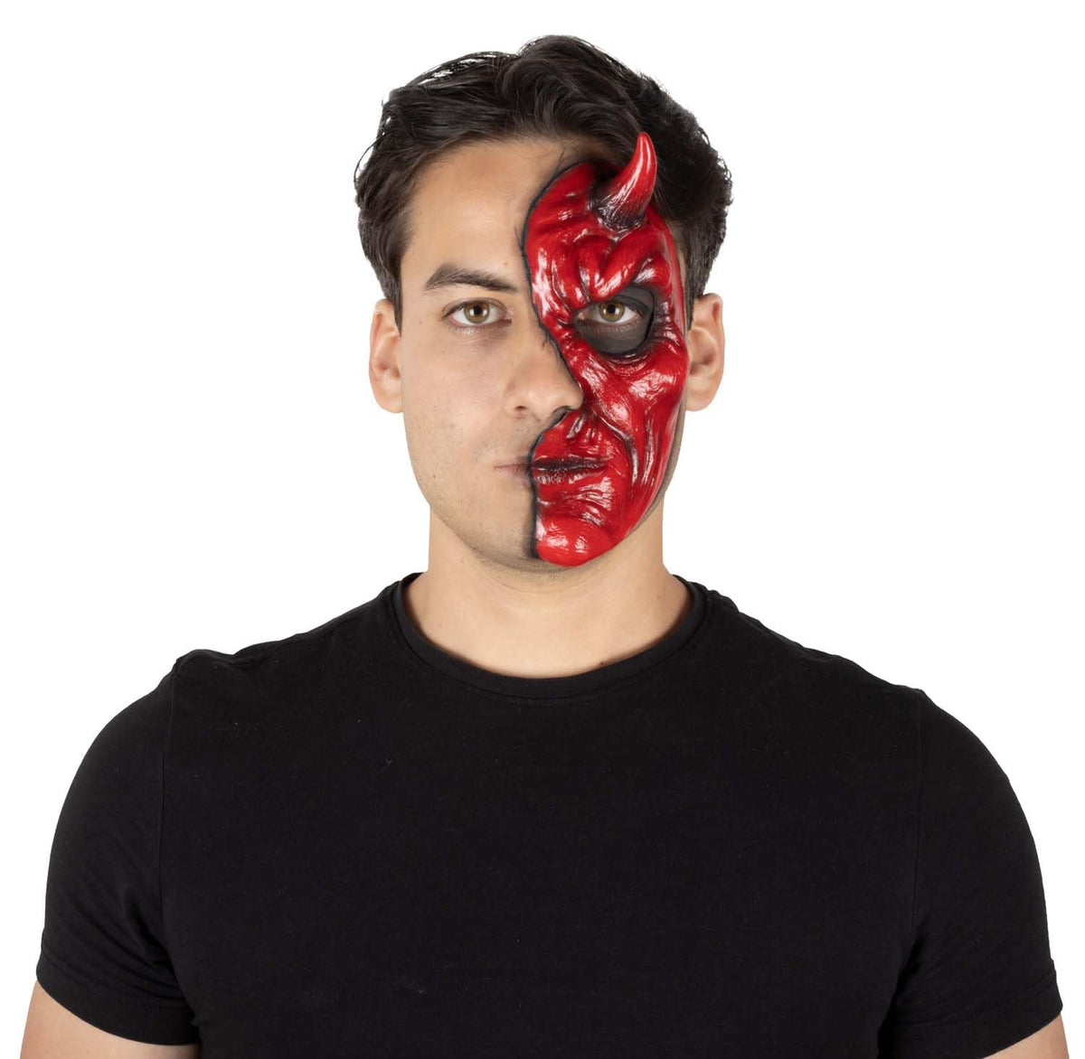 Ghoulish Productions Aplicación de látex Half Mask Devil. Aplicación de Diablo Rojo. Pegatina de Diablo. Ideal para usar en maquillajes de Halloween y caracterizaciones