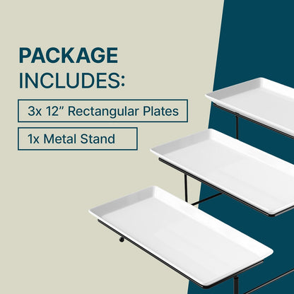 Gibson Gracious Dining - Juego de Platos con Tres niveles con Soporte de Metal, Blanco
