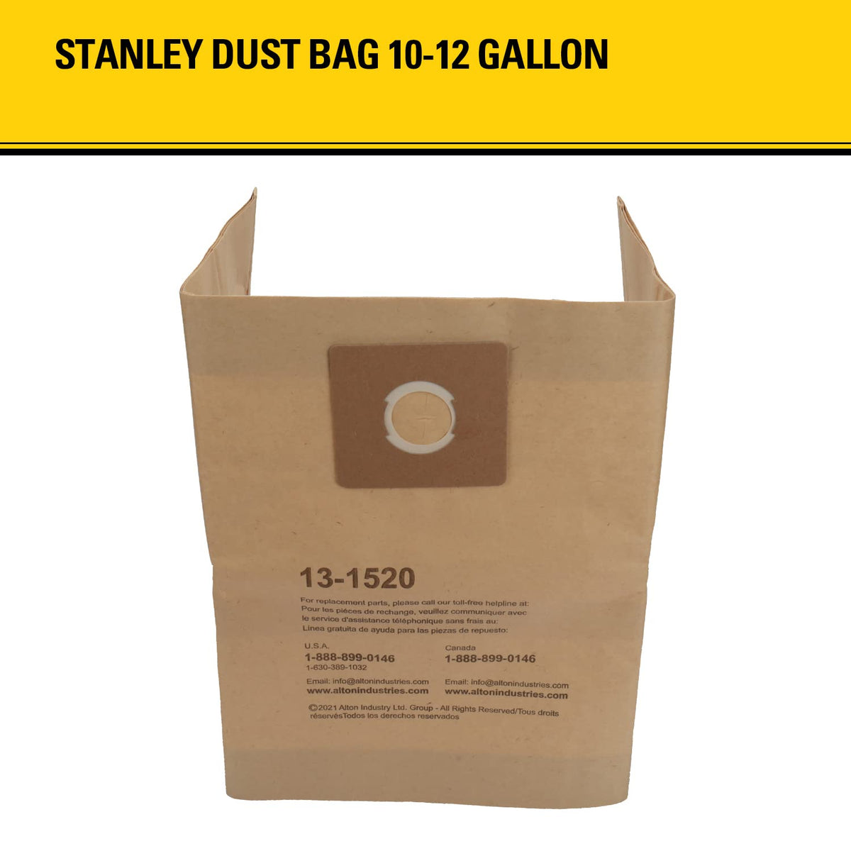 Stanley 13-1520 - Bolsa de filtro desechable para aspiradoras húmedas o secas de 10 galones, paquete de 3
