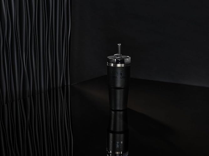 Stanley Quencher H2.0 - Vaso con popote de 14 onzas, tapa giratoria de 3 vías, compatible con portavasos para viajes, taza de acero inoxidable aislada, sin BPA, negro 2.0