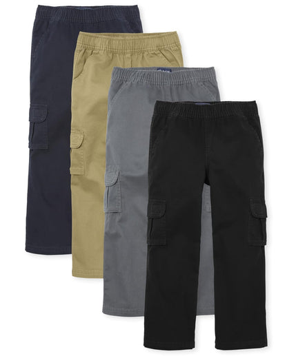 The Children's Place Pantalones Cargo sin Cierre, Paquete de 4 Pantalones para Niños