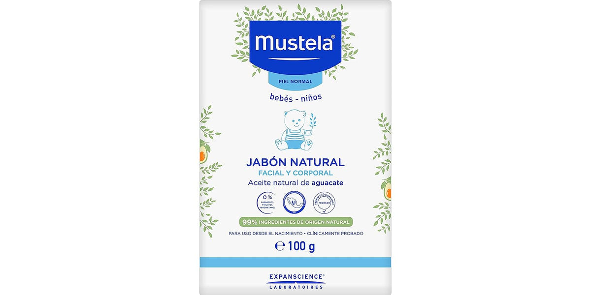 Mustela Jabón Natural Piel Normal, Facial Y Corporal En Barra, 100G + Hydrabebé, Crema Corporal Hidratante para Bebé o Niño con Piel Normal, 300mL