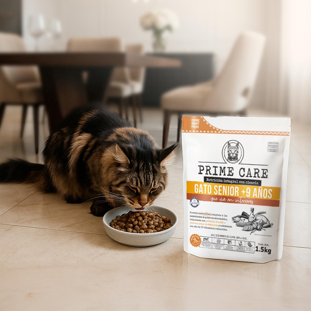 Prime Care Alimento para Gato Senior, 1.5 kg, Ideal para Gatos Mayores (+9 Años)