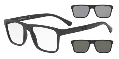 Emporio Armani Ea4115 - Marcos para anteojos graduadas para hombre con dos clips intercambiables rectangulares