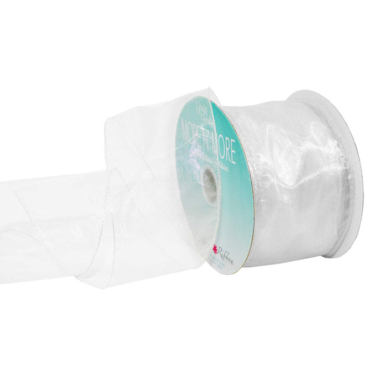 Morex Ribbon - Cinta de Gasa con Alambre de 2-1/2 Pulgadas con Carrete de 20 Yardas, Color Blanco