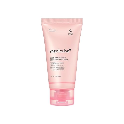 MEDICUBE PDRN Pink Caffeine Overnight Wrapping Mask, Mascarilla Facial Nocturna Peel-Off con PDRN de Salmón, Cafeína, Colágeno, Ácido Hialurónico y Péptidos, Hidratación y Glow, 75 ml
