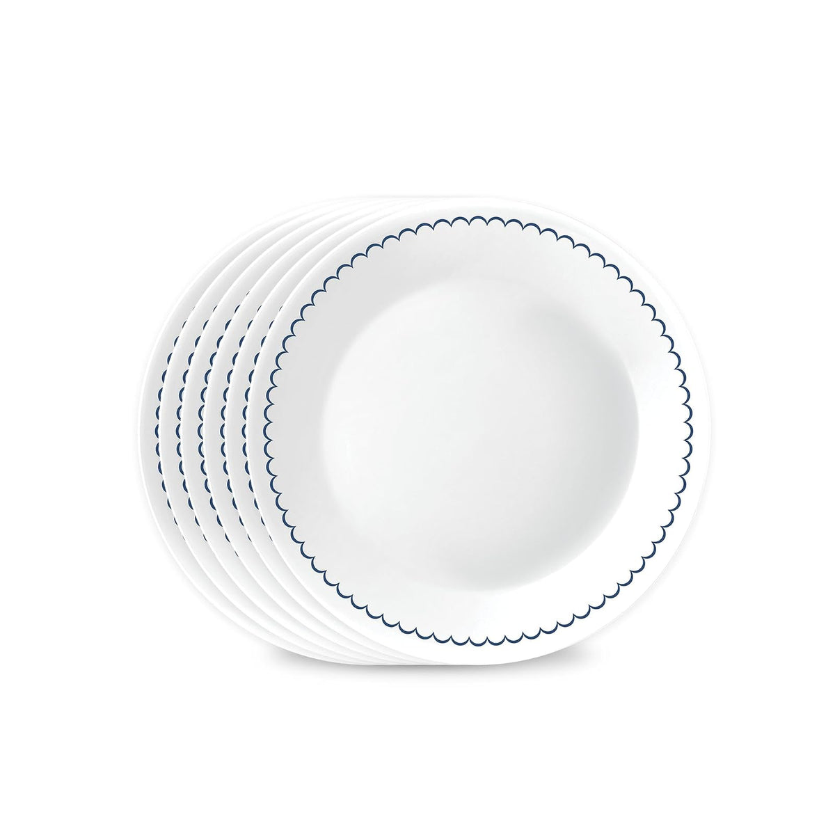 Corelle 6-Piece 8.5" Lunch Round Plates, Vitrelle Triple Layer Glass, Lightweight Round Plates, Salad Plates, Chip and Scratch Resistant, Microwave and Dishwasher Safe, Caspian, Medium, Portofino