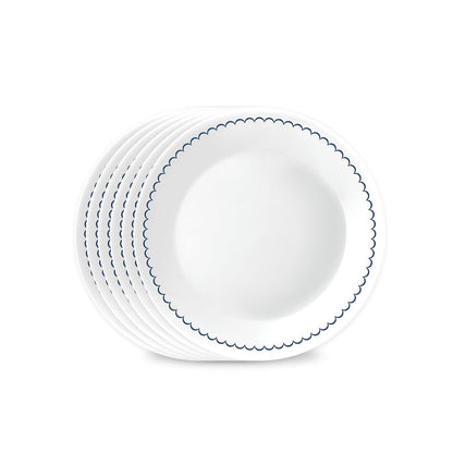 Corelle 6-Piece 8.5" Lunch Round Plates, Vitrelle Triple Layer Glass, Lightweight Round Plates, Salad Plates, Chip and Scratch Resistant, Microwave and Dishwasher Safe, Caspian, Medium, Portofino