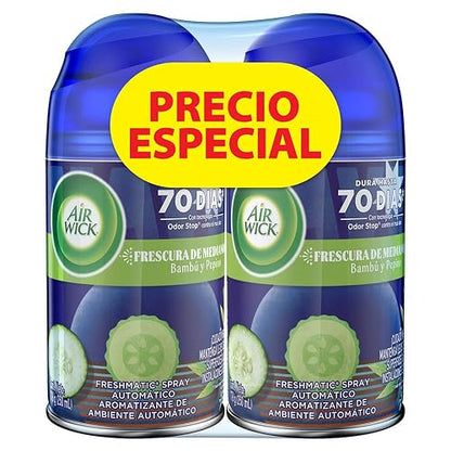 Air Wick Freshmatic Aromatizante Automático, Bambú y Pepino, 2 repuestos de 250 ml c/u