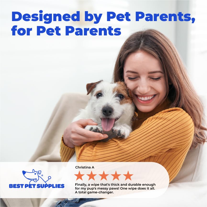 Best Pet Supplies - Toallitas de Aseo para Perros y Gatos con Aceite Esencial de Coco hidratante, hipoalergénico y Desodorante (100 Unidades) (WW-CO-100)